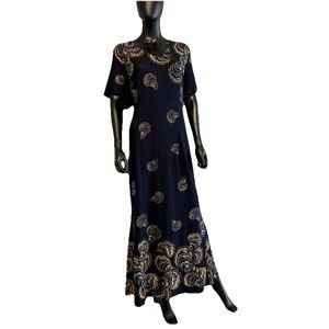 Candalite Navy Blue Gold Floral Dress Formal Special Occasion NWT Size 3x